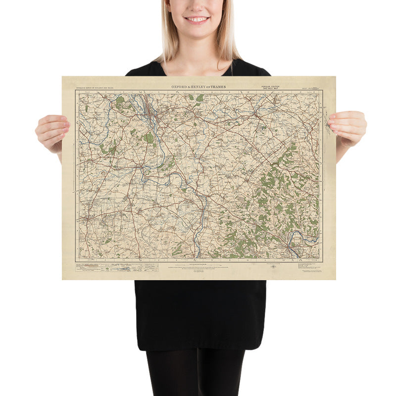 Old Ordnance Survey Map, Blatt 105 – Oxford & Henley on Thames, 1925: Abingdon, Didcot, Wantage, Thame, Chiltern Hills AONB