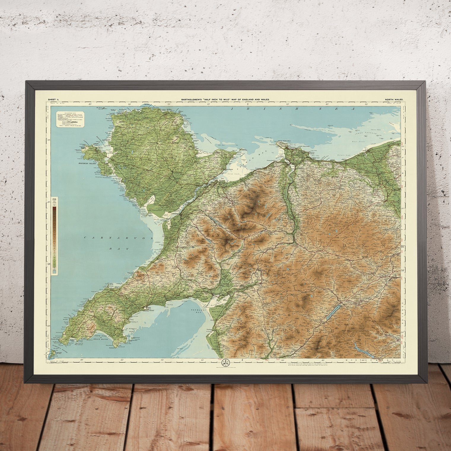 Old OS Map of North Wales by Bartholomew - Sheet11 NorthWalesBartholomew190124x18 Mockupframe 