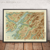 Ancienne carte OS d'Oban et du Loch Awe, Argyllshire par Bartholomew, 1901 : Firth of Lorn, Loch Awe, Ben Cruachan, Glen Coe, Île de Mull, Loch Lomond 