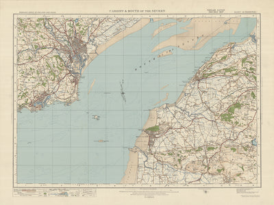 Old Ordnance Survey Map, Sheet 110 - Cardiff & Mouth of the Severn, 1925: Barry, Weston-super-Mare, Clevedon, Penarth, Mendip Hills AONB