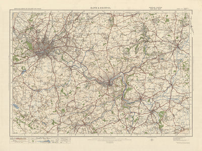 Carte Old Ordnance Survey, feuille 111 - Bath & Bristol, 1925 : Chippenham, Trowbridge, Corsham, Melksham, Cotswolds AONB