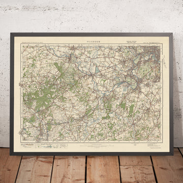 Alte Ordnance Survey-Karte, Blatt 114 - Windsor, 1925: Woking, Farnborough, Slough, Bracknell, Richmond 