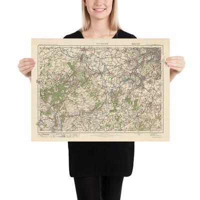 Old Ordnance Survey Map, Sheet 114 - Windsor, 1925: Woking, Farnborough, Slough, Bracknell, Richmond
