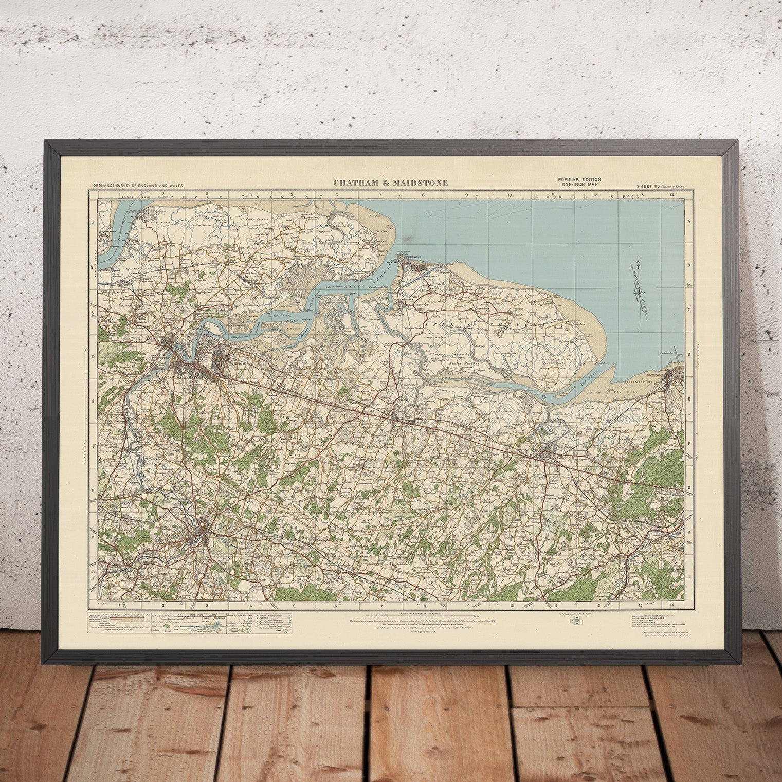 Old Ordnance Survey Map, Sheet 116 - Chatham & Maidstone, 1925: Sheern ...