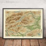 Old OS Map of Central Perthshire, Scotland by Bartholomew, 1901: Perth, Loch Tay, Ben Lawers, River Tay, Schiehallion, Crieff