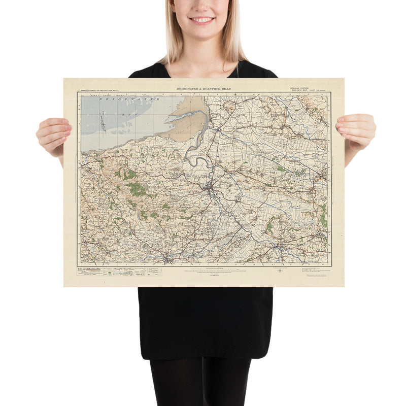 Old Ordnance Survey Map, Sheet 120 - Bridgwater & Quantock Hills, 1925: Taunton, Glastonbury, Williton, Highbridge, Burnham-on-Sea