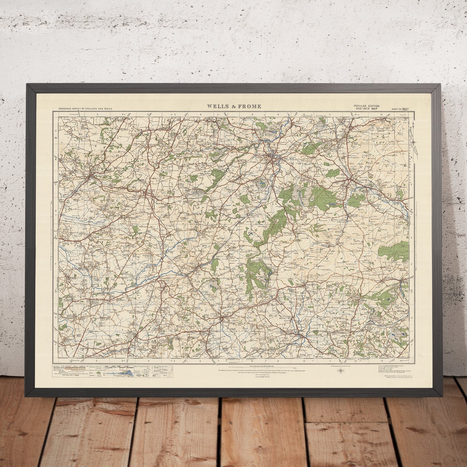 1925 Map Old Ordnance Survey Map, Sheet 121 - Wells & Frome, 1925: Warminster ...