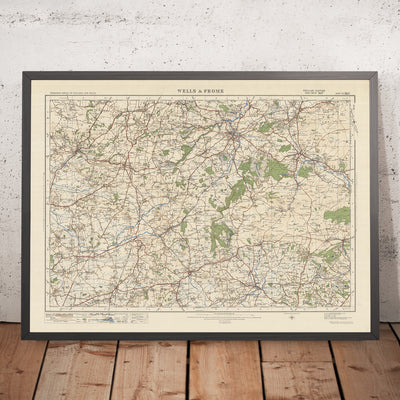 Old Ordnance Survey Map, Sheet 121 - Wells & Frome, 1925: Warminster, Westbury, Gillingham, Shepton Mallet, Cranborne Chase AONB