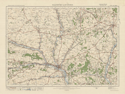 Carte Old Ordnance Survey, feuille 122 - Salisbury & Bulford, 1925 : Andover, Amesbury, Wilton, Stockbridge, Cranborne Chase AONB