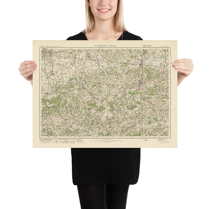 Old Ordnance Survey Map, Sheet 125 - Tunbridge Wells, 1925: Redhill, Tonbridge, Haywards Heath, Crawley, and High Weald AONB
