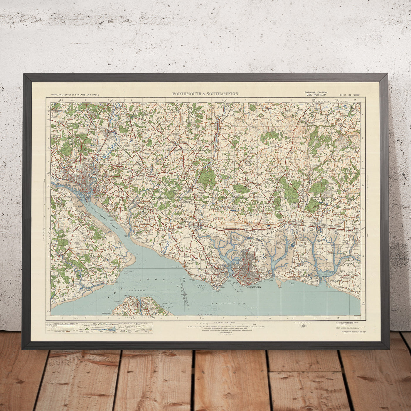 Old Ordnance Survey Map, Sheet 132 - Portsmouth & Southampton, 1925: Eastleigh, Fareham, Havant, Hayling Island, Chichester Harbour AONB