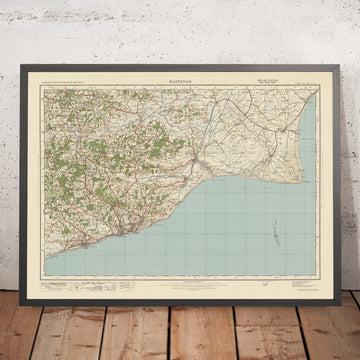Mapa de estudio de artillería antigua, hoja 135 - Hastings, 1925: Bexhill, Rye, Battle, Lydd, High Weald AONB