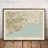 Mapa de estudio de artillería antigua, hoja 135 - Hastings, 1925: Bexhill, Rye, Battle, Lydd, High Weald AONB