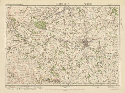 Alte Ordnance Survey Karte, Blatt 14 - Darlington, 1925: Newton Aycliffe, Shildon, Richmond, Barnard Castle, St. Helen Auckland