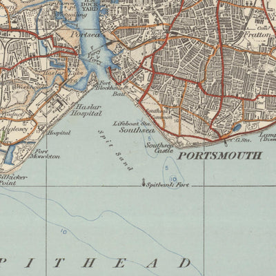 Alte Ordnance Survey-Karte, Blatt 142 - Isle of Wight, 1919-1926: Portsmouth, Newport, Ryde, Cowes, Gosport, Carisbrooke Castle, The Needles, Osborne House 
