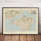 Vecchia mappa dell'Ordnance Survey, Foglio 142 - Isola di Wight, 1919-1926: Portsmouth, Newport, Ryde, Cowes, Gosport, Castello di Carisbrooke, Le Needles, Casa Osborne 