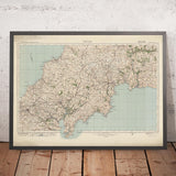 Ancienne carte de l'Ordnance Survey, feuille 143 - Truro, 1919-1926 : Newquay, St Austell, Roche, Bodmin, River Fal, Carn Brea Hill et Goss Moor