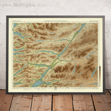 Ancienne carte OS du district de Fort William, Inverness-shire par Bartholomew, 1901 : Ben Nevis, Loch Ness, Glen Nevis, Canal Calédonien, Loch Lochy 