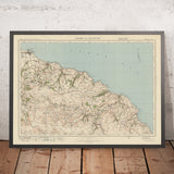Ancienne carte de l'Ordnance Survey, feuille 16 - Whitby & Saltburn, 1925 : Redcar, Guisborough, Marske-by-the-sea, Loftus, Parc national des North York Moors