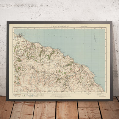 Mapa antiguo de Ordnance Survey, Hoja 16 - Whitby & Saltburn, 1925: Redcar, Guisborough, Marske-by-the-sea, Loftus, Parque Nacional de North York Moors