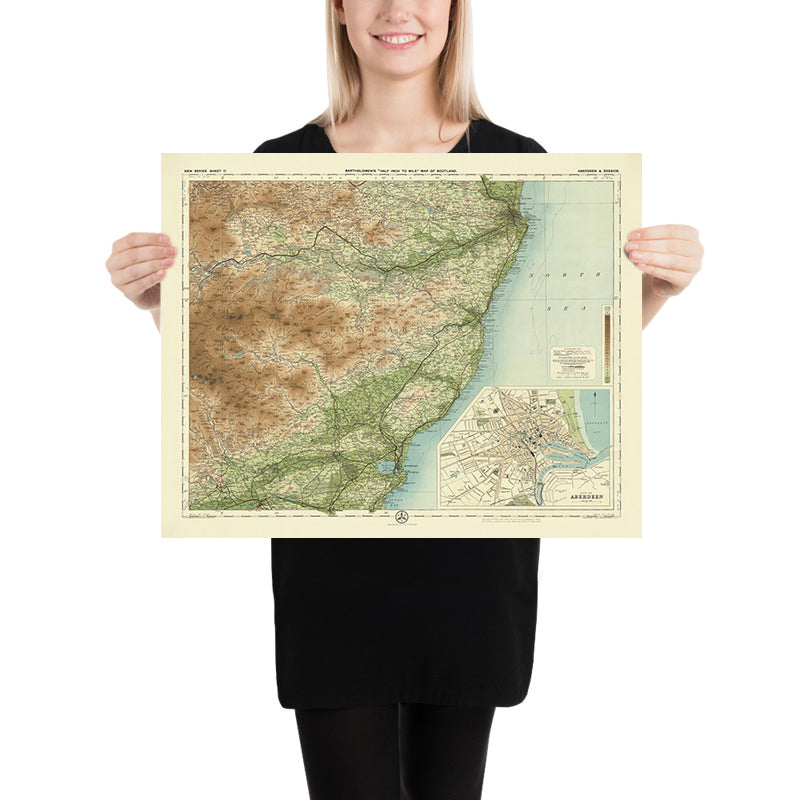 Old Map Inset Old OS Map of Aberdeen & Deeside by Bartholomew, 1901: Inset City Plan ...