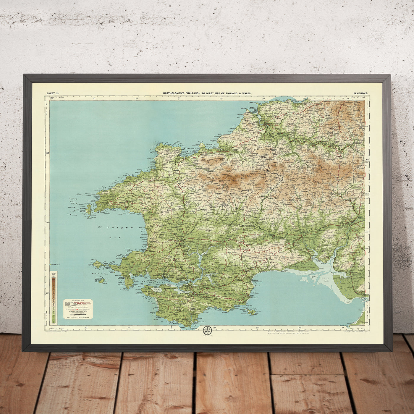 Alte OS-Karte von Pembroke, Pembrokeshire von Bartholomew, 1901: Haverfordwest, Tenby, Preseli Hills, St Brides Bay, Pembroke Castle, River Teifi