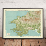 Ancienne carte OS du Pembrokeshire par Bartholomew, 1901 : Haverfordwest, Tenby, collines de Preseli, baie de St Brides, châteaux, Carmarthen 