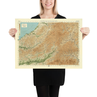 Ancienne carte OS de Carmarthen, Pays de Galles par Bartholomew, 1901 : Llanelli, Brecon Beacons, River Towy, Cardigan Bay, Black Mountain, Llyn y Fan Fach
