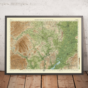 Mapa antiguo del condado de Herefordshire por Bartholomew, 1901: Hereford, Abergavenny, Cheltenham, río Wye, montañas negras, bosque de Dean, colinas de Malvern 