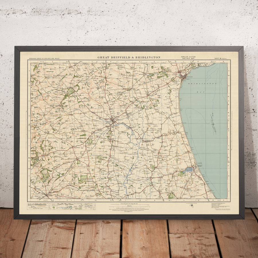 Alte Ordnance Survey-Karte, Blatt 28 - Gt Driffield & Bridlington, 1925: Hornsea, Nafferton, Skipsea, Market Weighton, Hutton Cranswick 