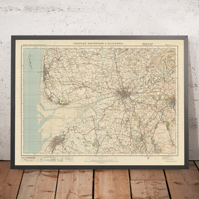 Alte Ordnance Survey Karte, Blatt 29 - "Preston, Southport & Blackpool", 1925: Blackburn, Chorley, Kirkham, Lytham St. Annes und die Flussmündungen von Ribble und Alt