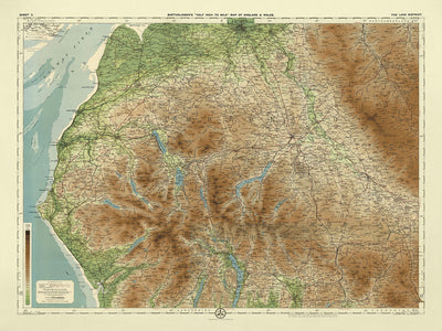 Alte OS-Karte des Lake District von Bartholomew, 1901: Windermere, Scafell Pike, Lancaster, Carlisle, Ullswater, Kendal
