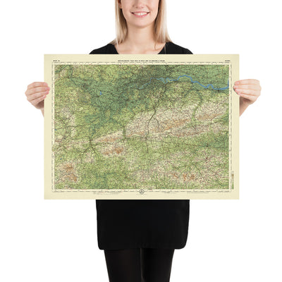 Alte OS-Karte von Surrey von Bartholomew, 1901: London, Themse, Windsor Castle, Richmond Park, North Downs, Epsom