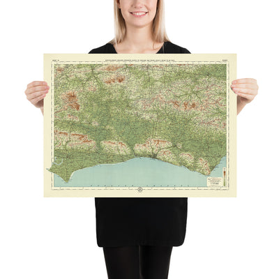 Antiguo mapa OS de Sussex por Bartholomew, 1901: Brighton, Hastings, South Downs, Batalla de Hastings, Castillo de Arundel, Beachy Head