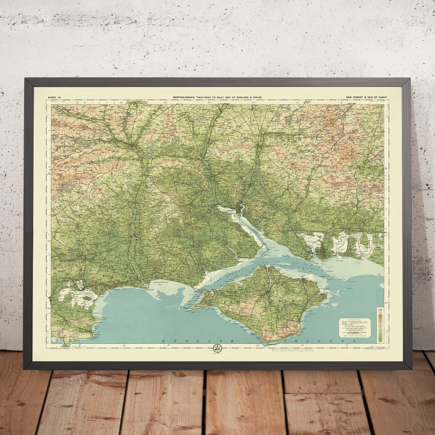 Old OS Map of New Forest amp Isle - Sheet33 NewForest IsleofWightBartholomew190124x18 Mockupframe 
