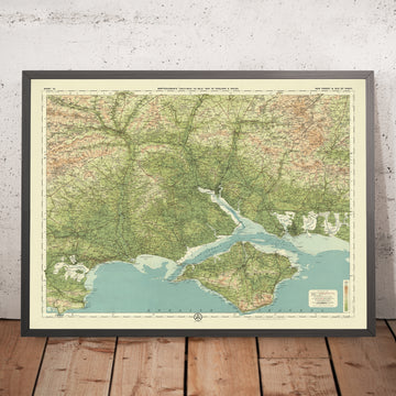 Old OS Map of New Forest & Isle of Wight, Hampshire by Bartholomew, 1901: Southampton, Bournemouth, Poole Harbour, Carisbrooke Castle, Needles Rocks