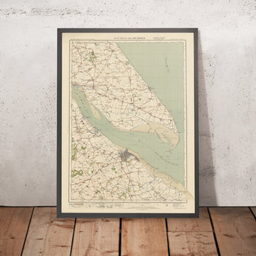 Alte Ordnance Survey-Karte, Blatt 34 - Mündung des Humber, 1925: Grimsby, Withernsea, Humberston, Immingham, Spurn Heritage Coast 