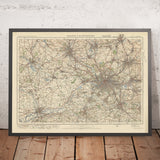 Alter Ordnance Survey-Karte, Blatt 36 - Bolton & Manchester, 1925: Warrington, Wigan, Oldham, Rochdale, Bury 