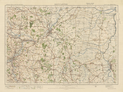 Alte Ordnance Survey Karte, Blatt 38 - Doncaster, 1925: Rotherham, Gainsborough, Bawtry, Tickhill, Epworth