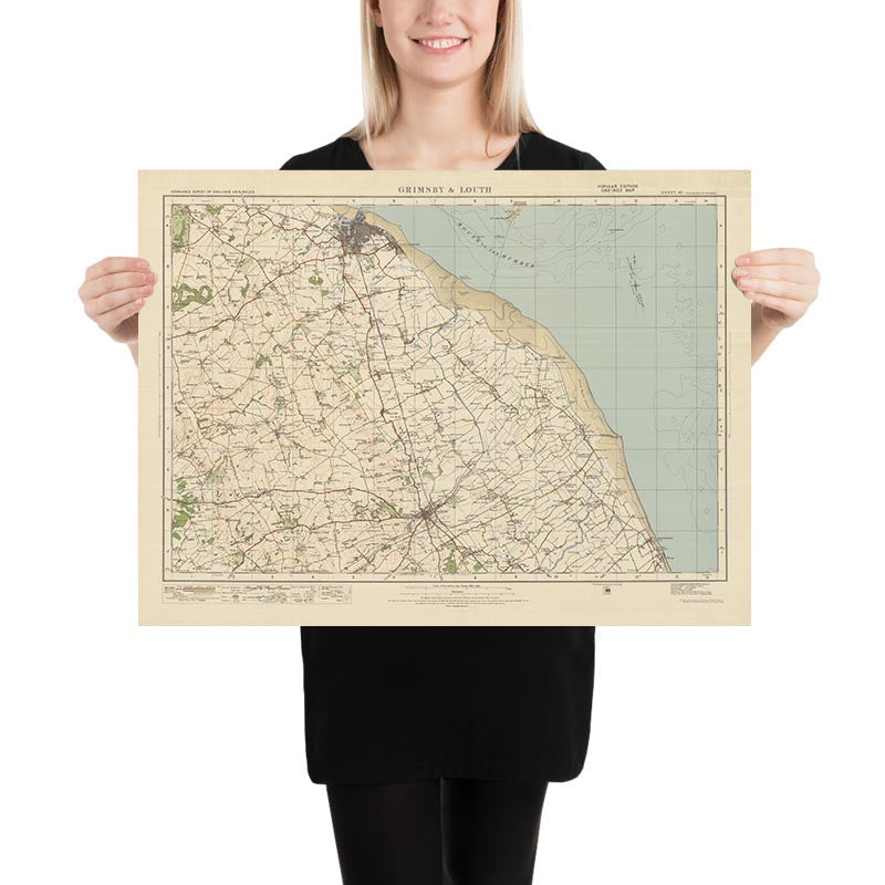 Alter Ordnance Survey-Karte, Blatt 40 - Grimsby & Louth, 1925: Mablethorpe, Humberston, Cleethorpes, Donna Nook, Lincolnshire Wolds AONB 
