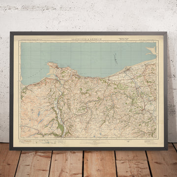 Alter Ordnance Survey Karte, Blatt 42 - Llandudno & Denbigh, 1925: Colwyn Bay, Llanwrst, Rhyl, Conwy, Gwydir Forest Park 