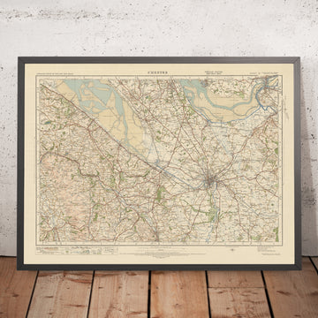 Mapa de Old Ordnance Survey, hoja 43 - Chester, 1925: Flint, Widnes, Ellesmere Port, Mold, Clwydian Range y Dee Valley AONB