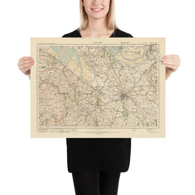 Old Ordnance Survey Map, Blatt 43 – Chester, 1925: Flint, Widnes, Ellesmere Port, Mold, Clwydian Range und Dee Valley AONB
