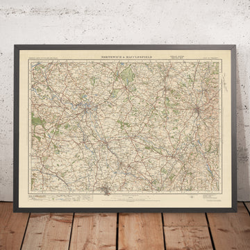 Alte Ordnance Survey-Karte, Blatt 44 - Northwich & Macclesfield, 1925: Knutsford, Crewe, Macclesfield, Wilmslow, Winsford 