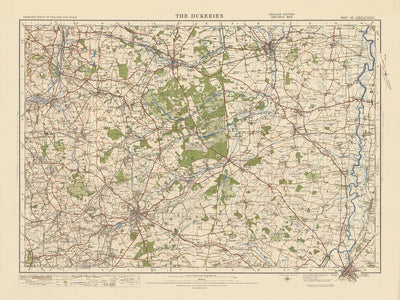 Carte Old Ordnance Survey, feuille 46 - Les Dukeries, 1925 : Mansfield, Worksop, Sutton-in-Ashfield, Newark-on-Trent, Retford