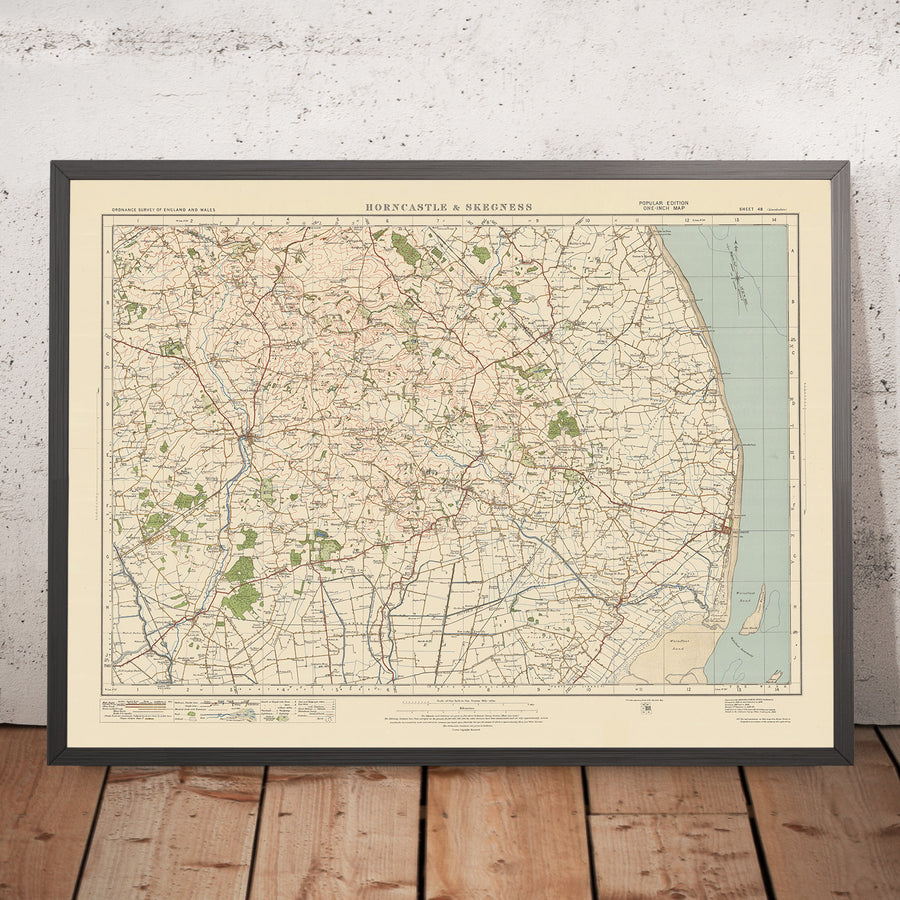 Old Ordnance Survey Map, Sheet 48 - Horncastle & Skegness, 1925: Spilsby, Alford, Ingoldmells, Woodhall Spa, Lincolnshire Wolds AONB