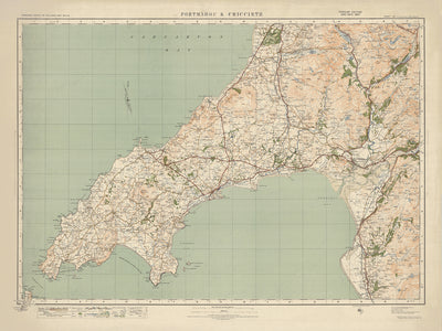 Old Ordnance Survey Map, Blatt 49 – Portmadoc & Criccieth, 1925: Harlech, Pwllheli, Abersoch, Yr Wyddfa (Mt. Snowdon), Eryri-Nationalpark