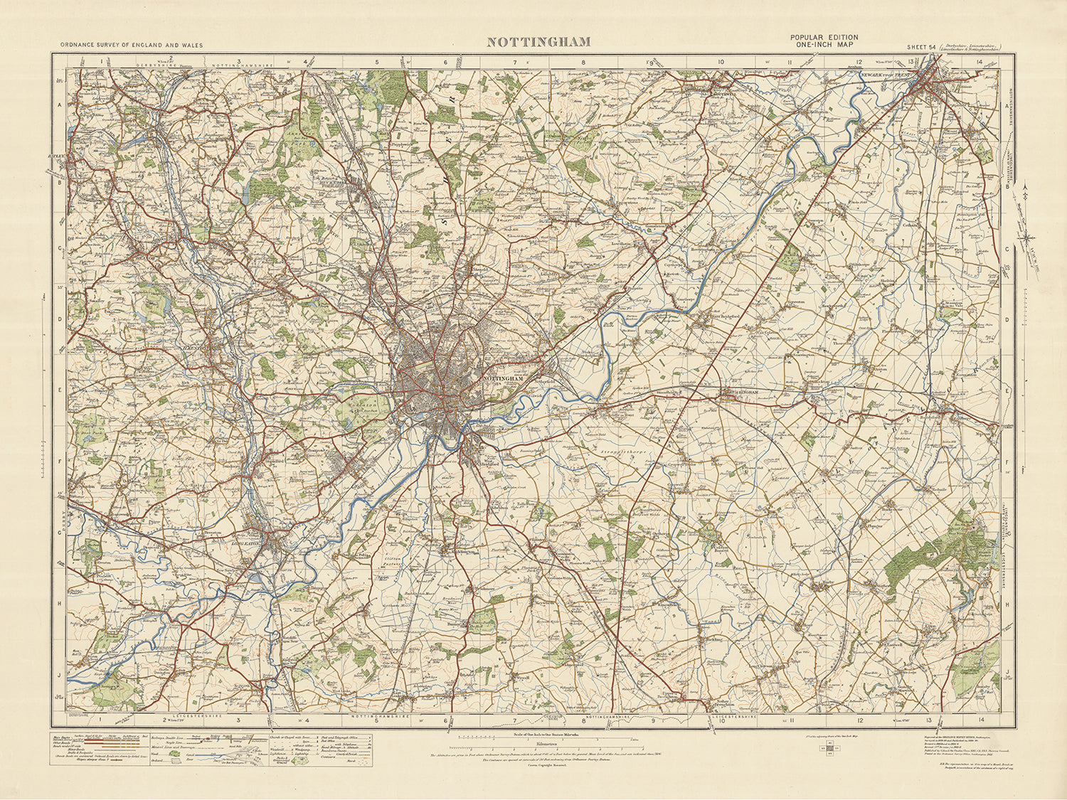 1925 Map Old Ordnance Survey Map, Sheet 54 - Nottingham, 1925: Ilkeston, Heanor ...