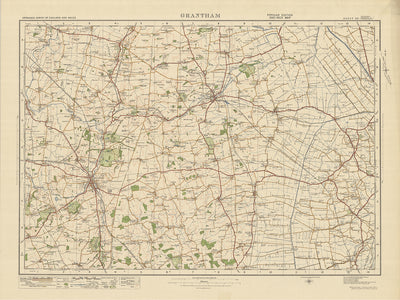 Carte Old Ordnance Survey, feuille 55 - Grantham, 1925 : Sleaford, Donington, Long Bennington, Ruskington, Swineshead