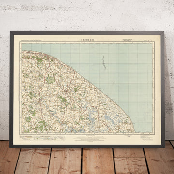 Carte Old Ordnance Survey, feuille 58 - Cromer, 1925 : North Walsham, Mundesley, Aylsham, Stalham, Sheringham